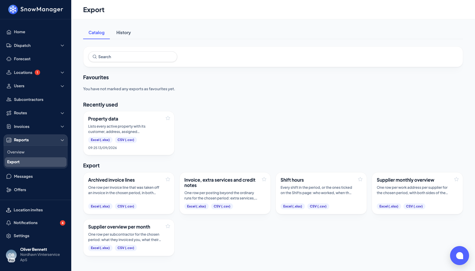 The export catalogue