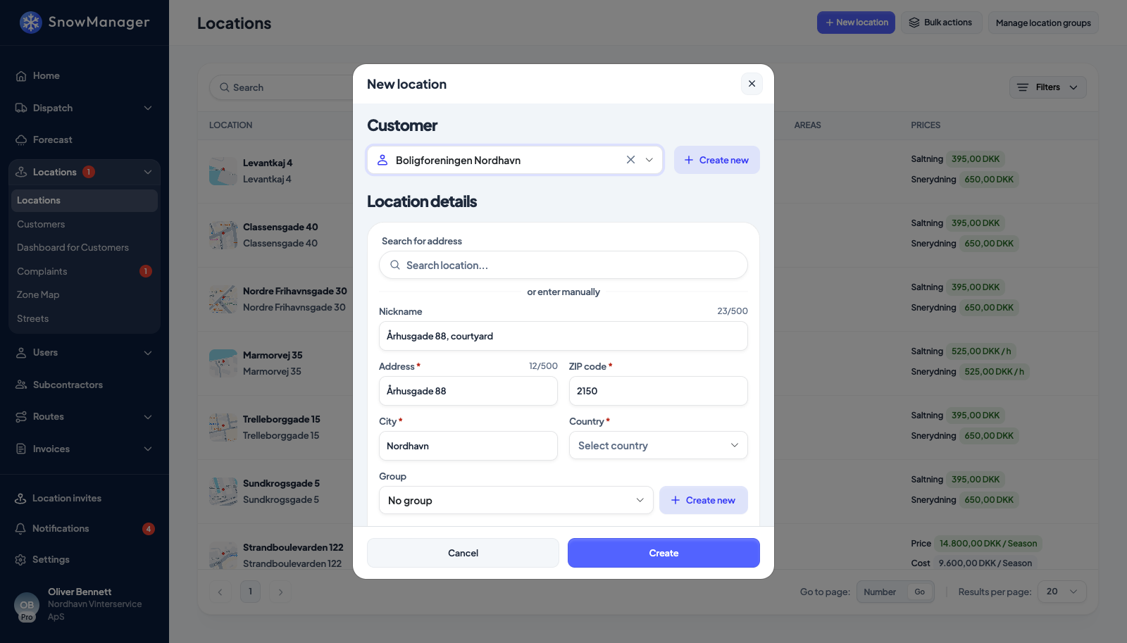 Creating an address