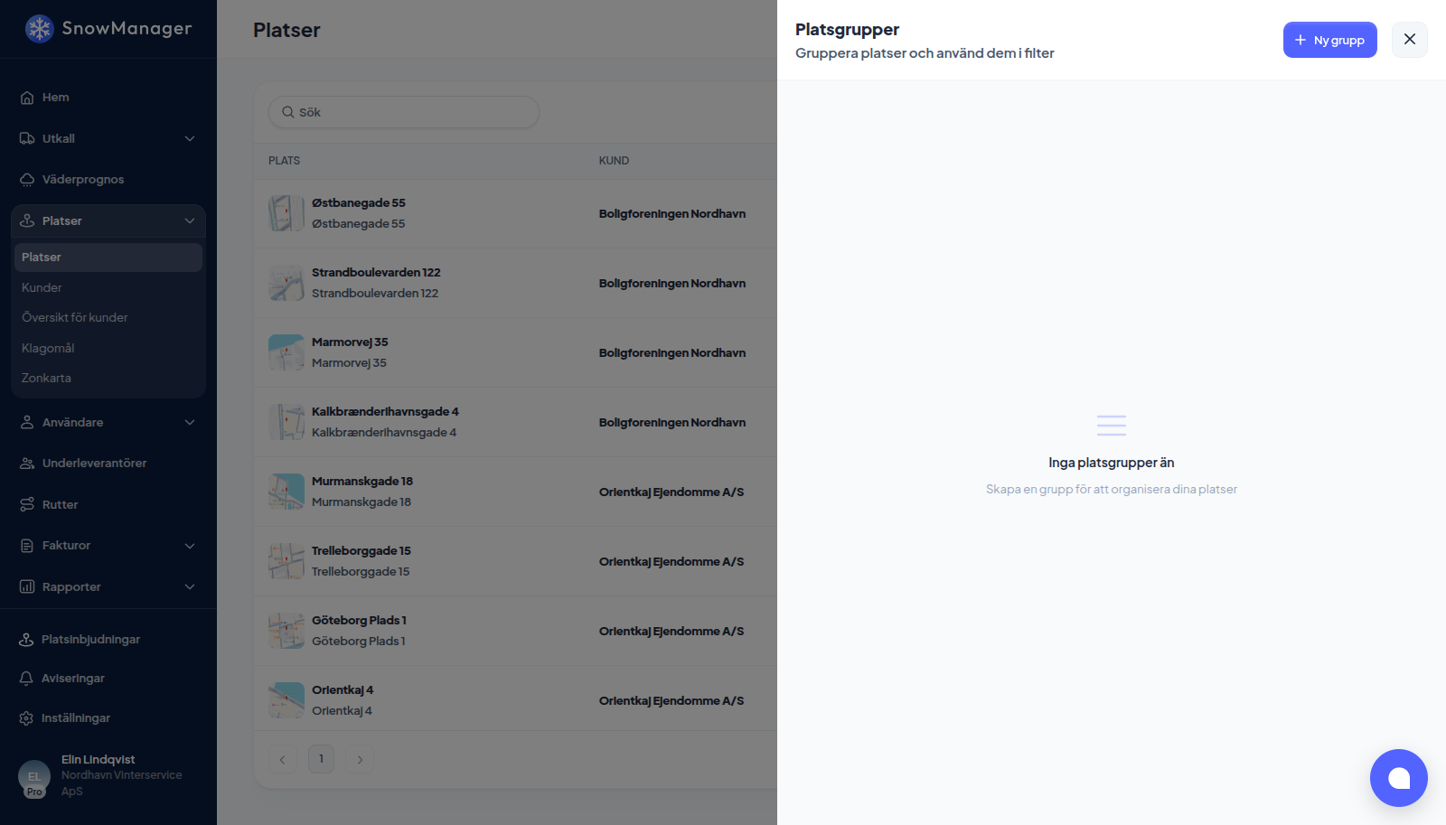 Panelen med platsgrupper