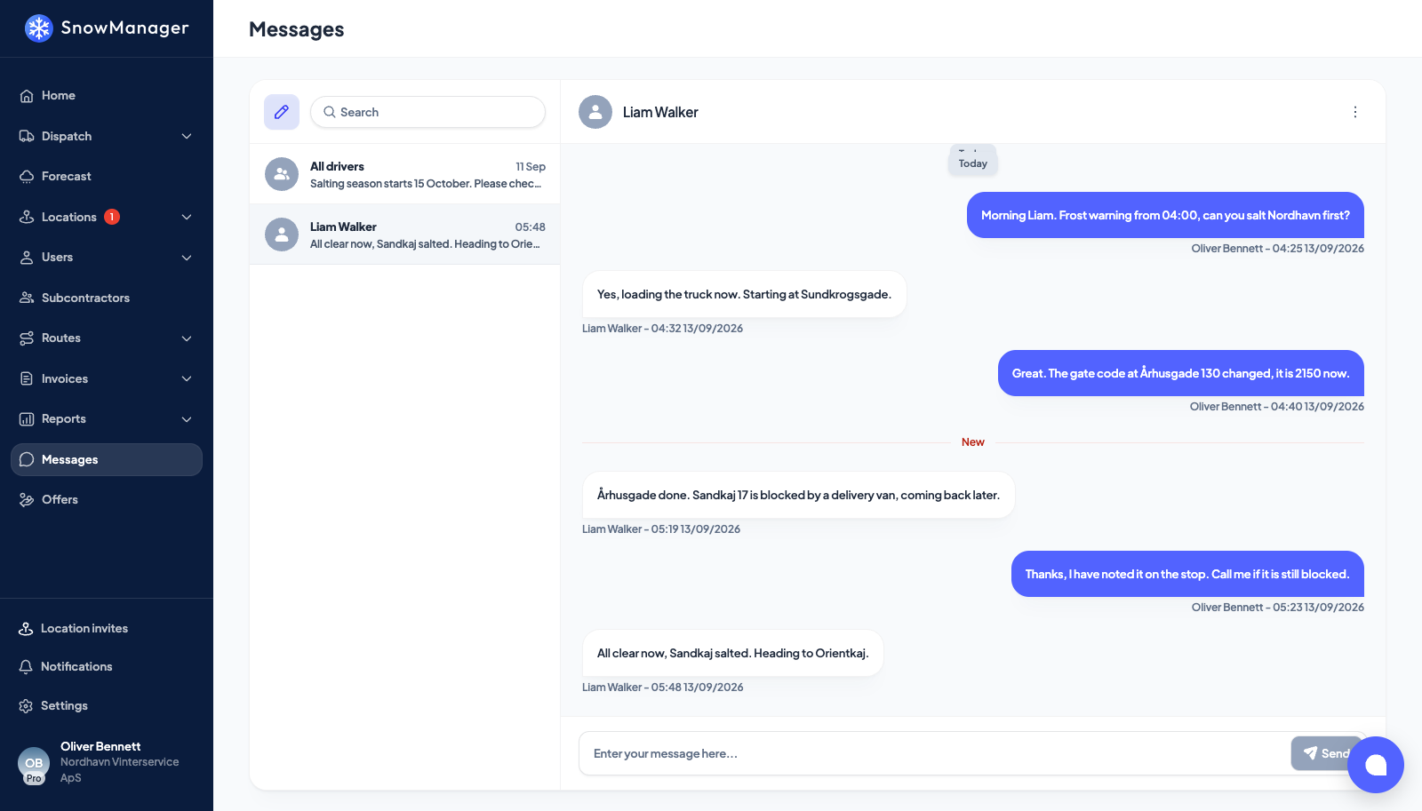 The Messages page